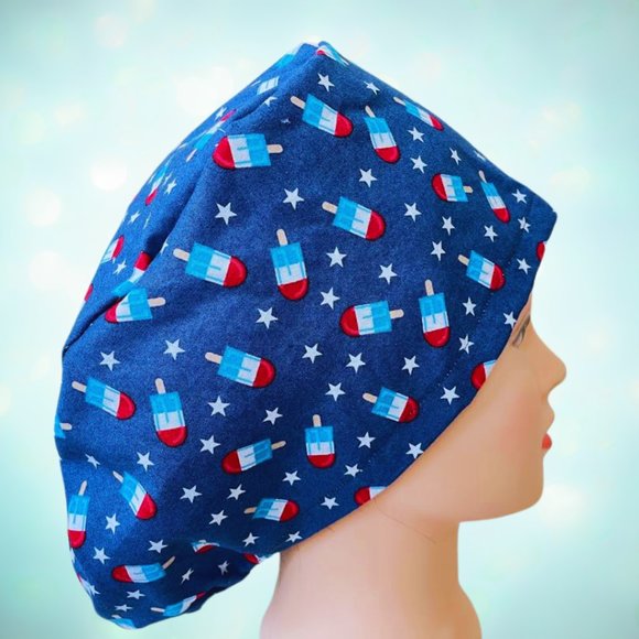 4th of July~Euro Scrub Cap| Unisex Nurse Cap| Scrub Hat| Scrub Cap| CRNA Surgica - Picture 1 of 2